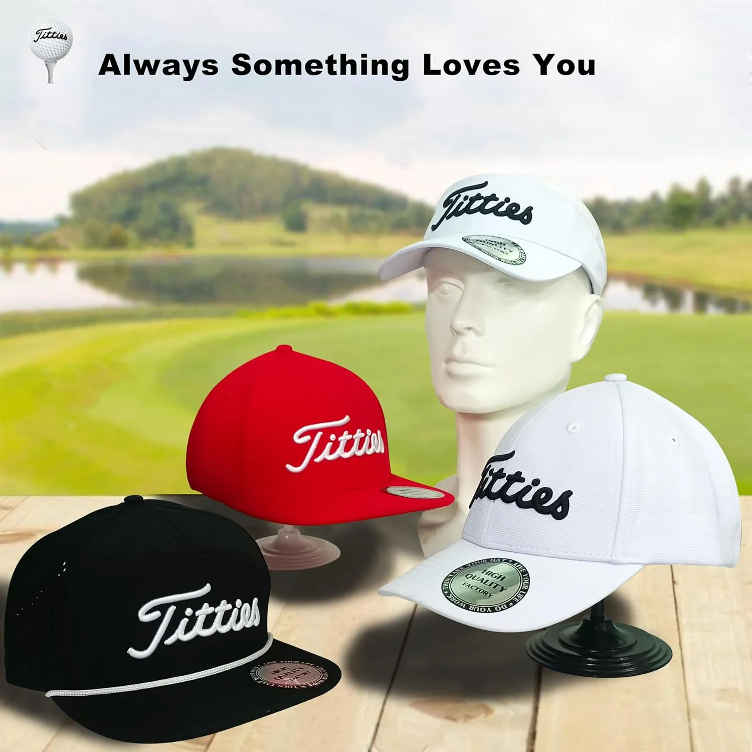Bamveio Titties Hat Tittiess Golf Hats for Men Women,Funny Tittes Hat, Titliest Cap, White and Black