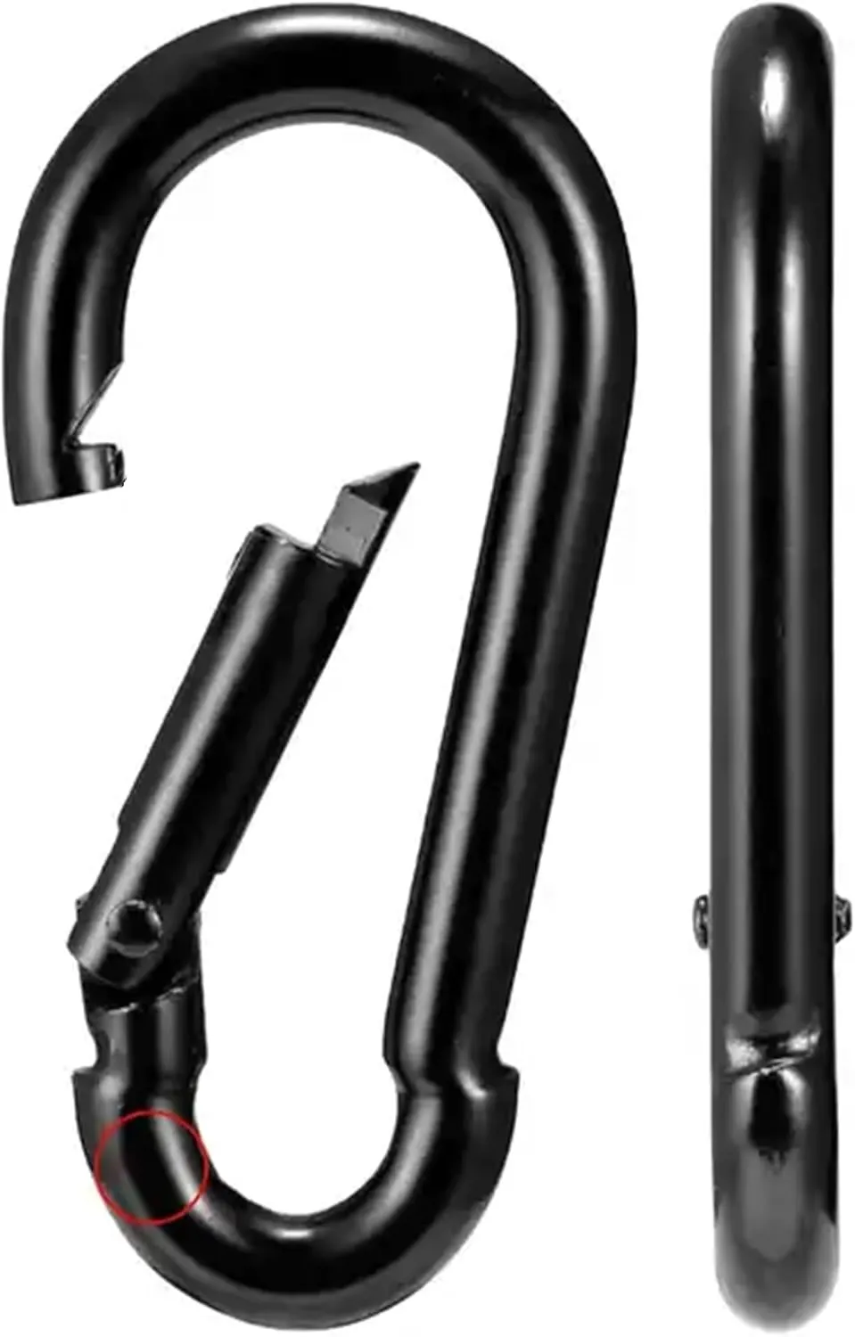 Black & Silver Zinc-Galvanized Heavy Duty Bushcraft Carabiner Spring Snap Clip Link Hooks 200-500lb Load 2, 6 & 12 Packs