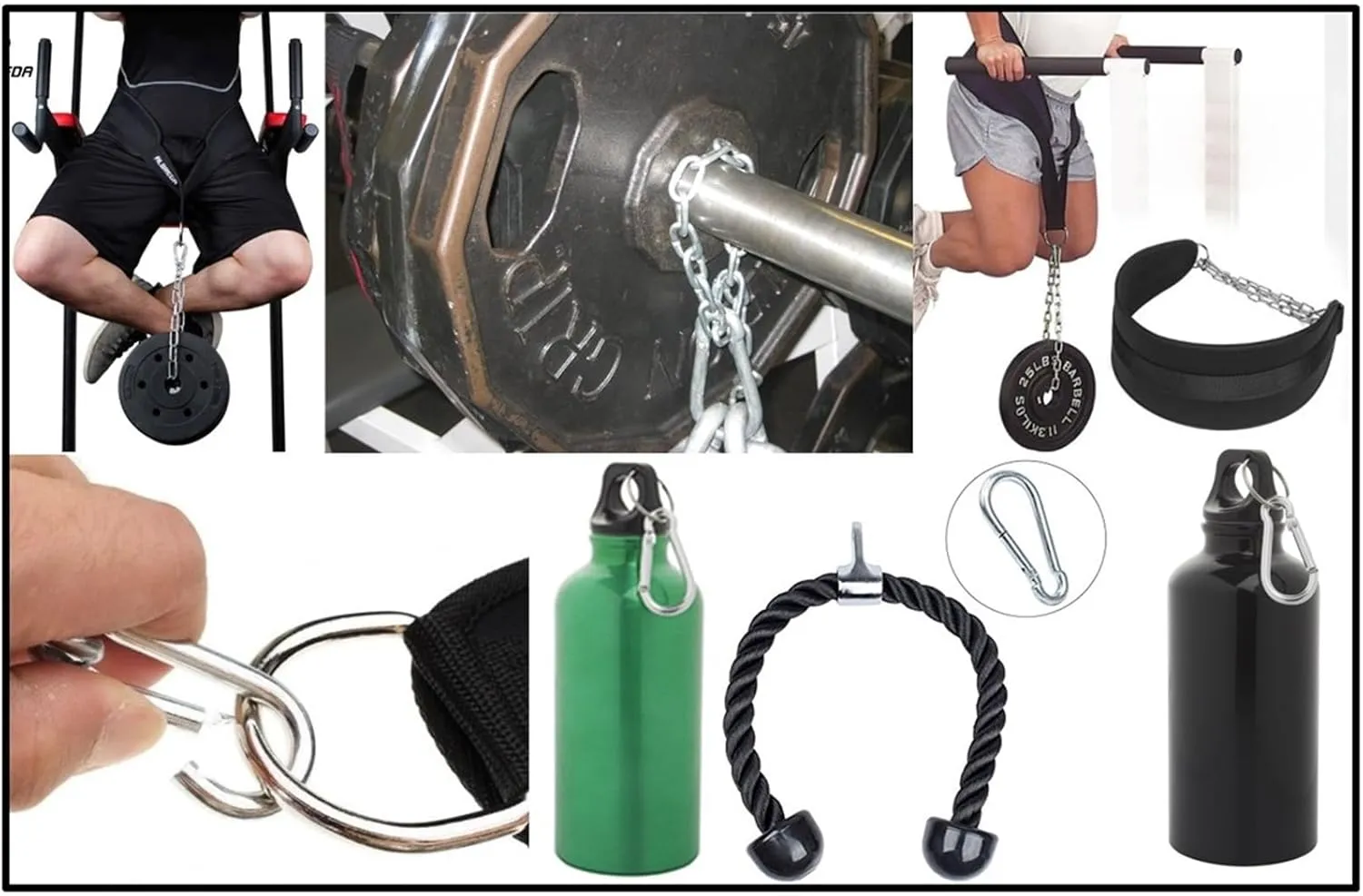 Black & Silver Zinc-Galvanized Heavy Duty Bushcraft Carabiner Spring Snap Clip Link Hooks 200-500lb Load 2, 6 & 12 Packs
