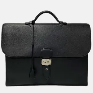 Black Leather Togo Sac a Depeches Bag