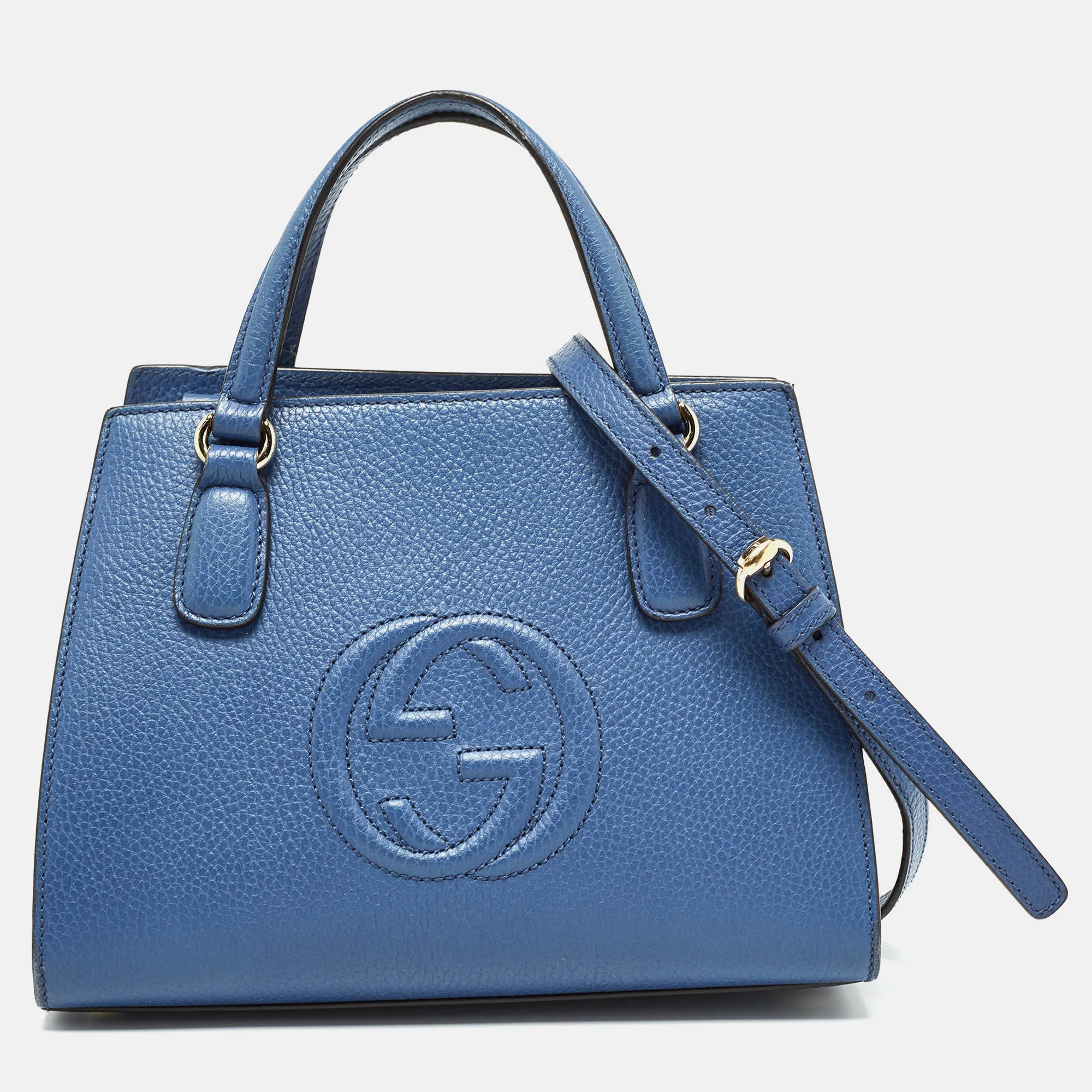 Blue Leather Soho Top Handle Bag