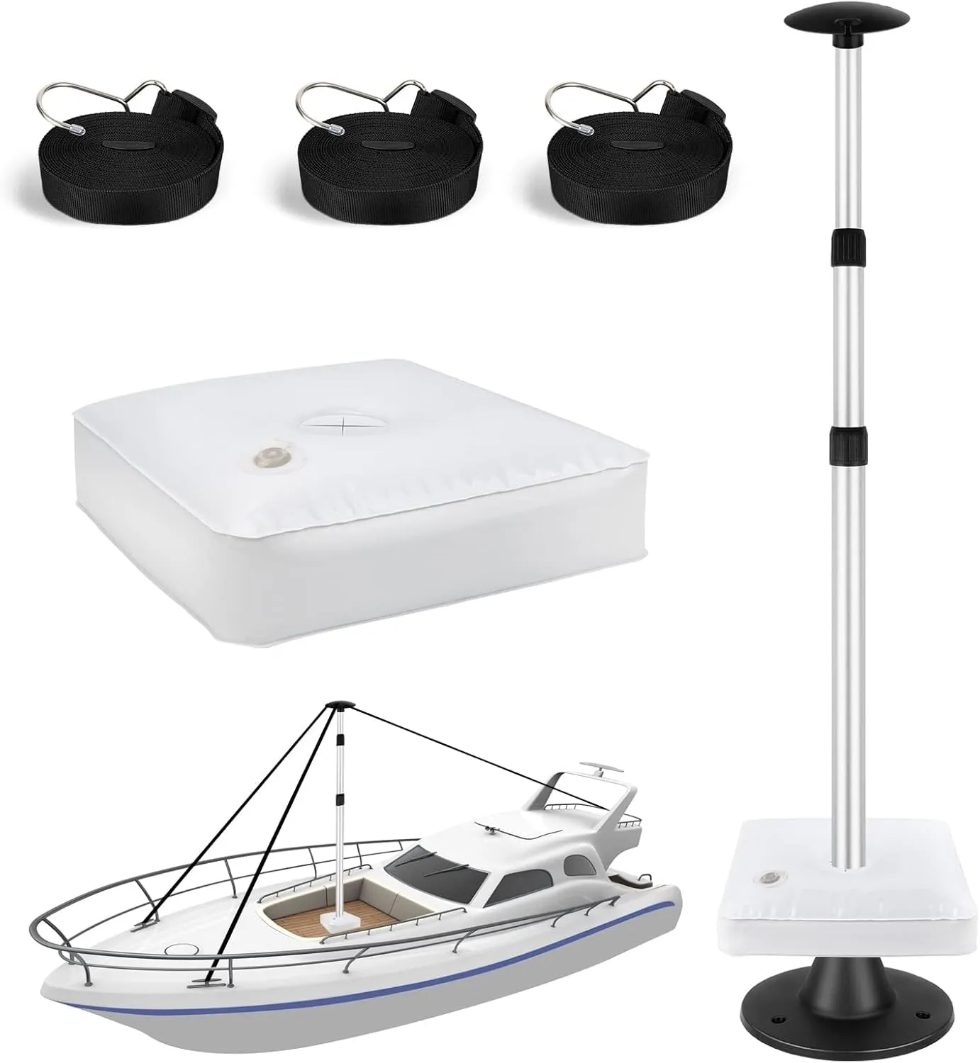 Boat Cover Support Poles, Adjustable Telescopic Boat Cover Support Poles 1 Pack for Pontoon, Jon Boat, V Hull Boat, Patio Furniture, with Webbing Straps and Weight Bag