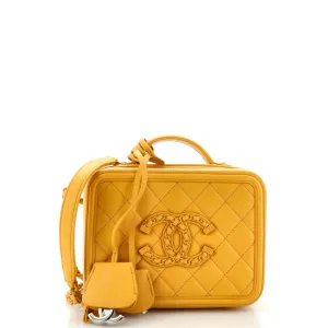 CHANEL Filigree Vanity Case Quilted Lambskin with Chain Detail Small