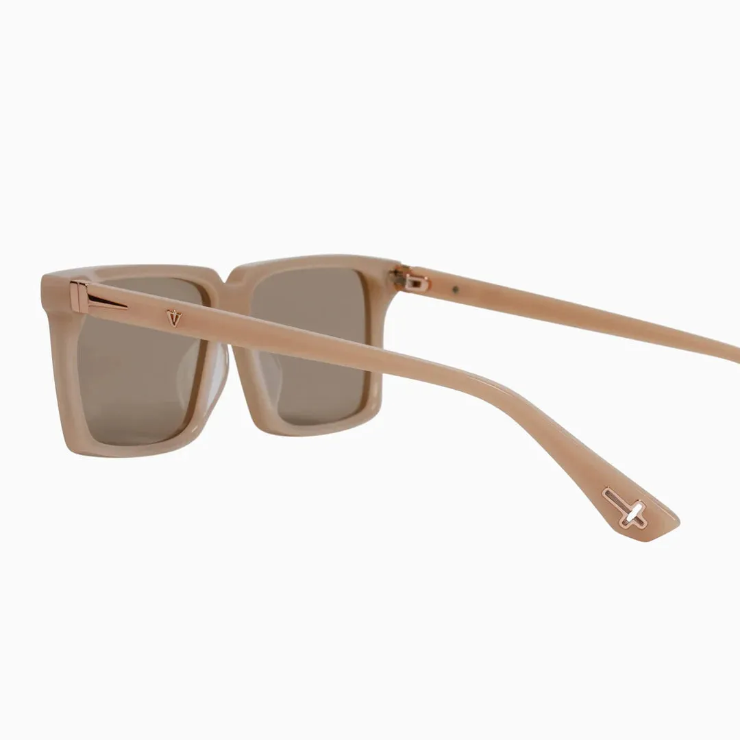 Conviction Sunglases | Bone w. Rose Gold Metal Trim   Light Brown Lens