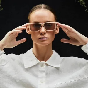Conviction Sunglases | Bone w. Rose Gold Metal Trim   Light Brown Lens