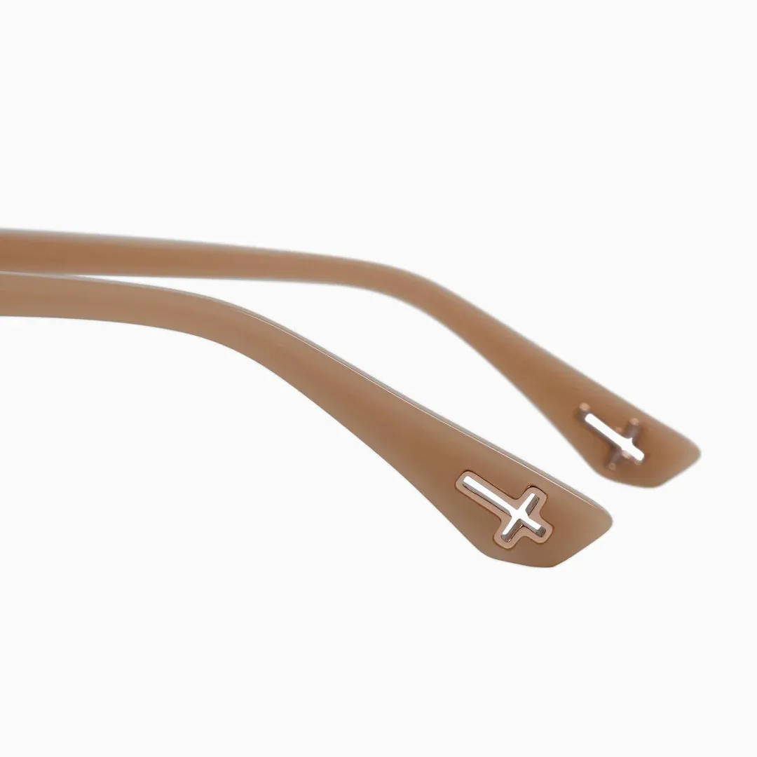 Conviction Sunglases | Bone w. Rose Gold Metal Trim   Light Brown Lens