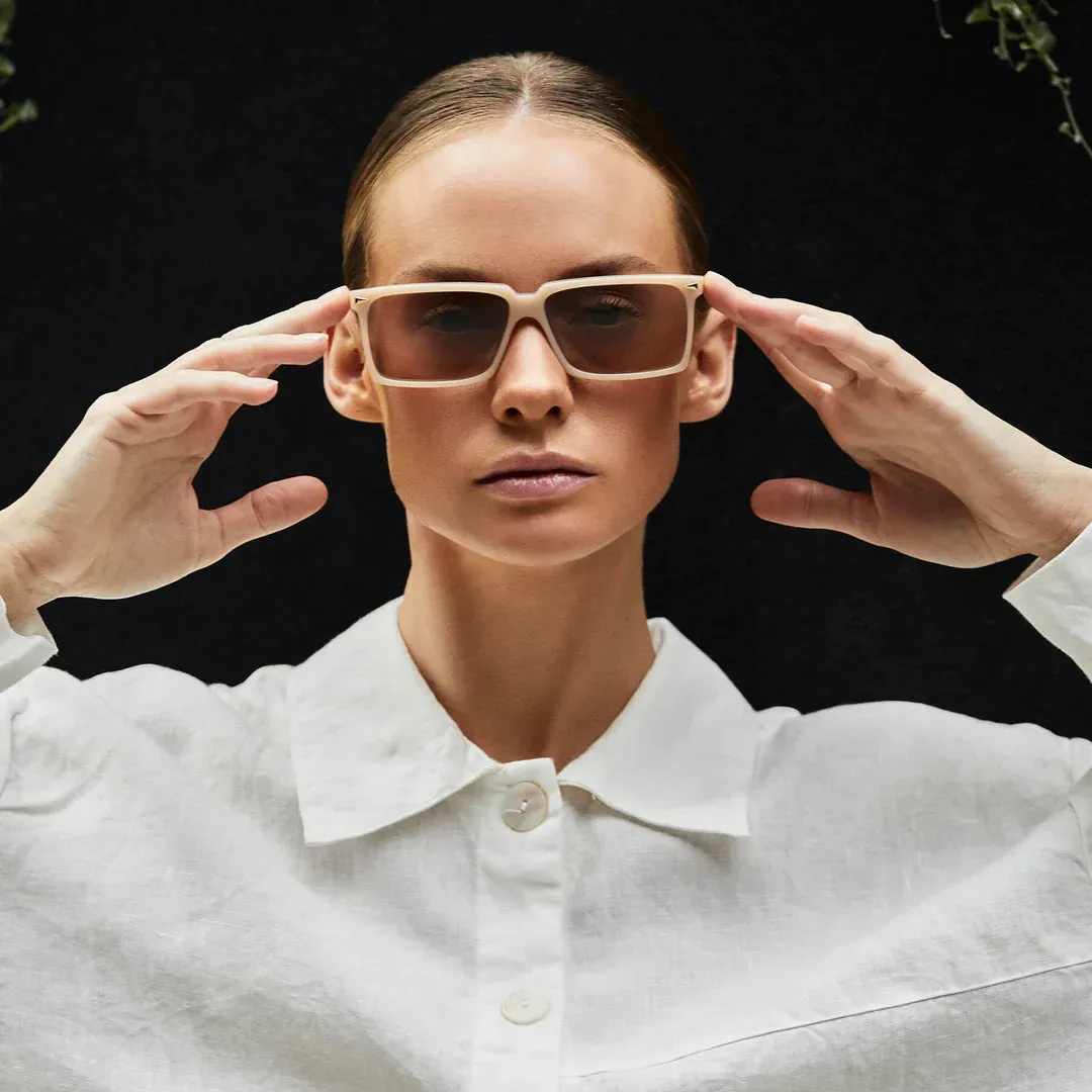 Conviction Sunglases | Bone w. Rose Gold Metal Trim   Light Brown Lens