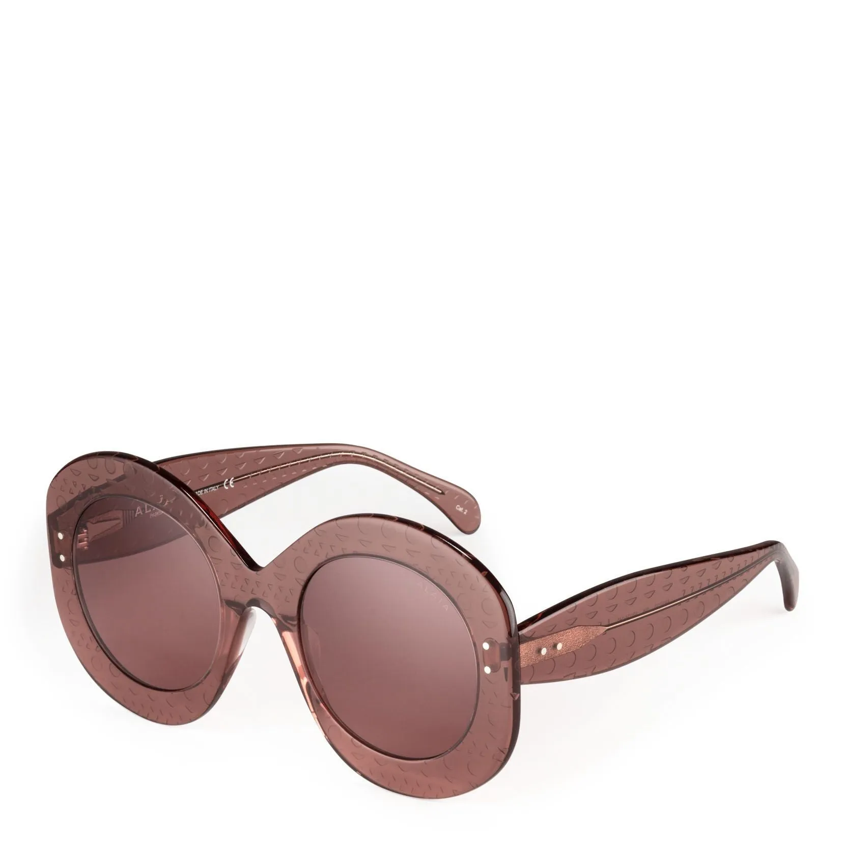 Dark pink round acetate sunglasses