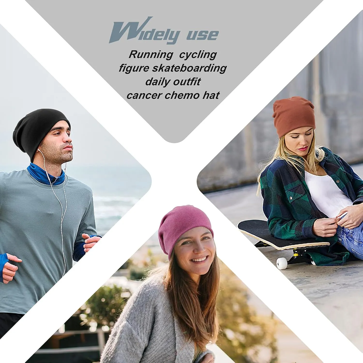 DRESHOW Cotton Slouchy Beanie Hats for Women Men Soft Chemo Headwear Hip Hop Beanie Head Wrap Cap Skull Hats Sleeping Cap