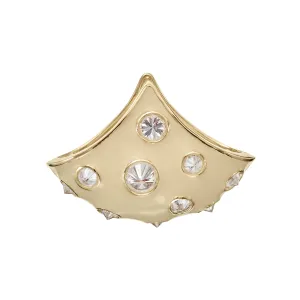 Enamel Reverse Set White Diamond Fan Earrings