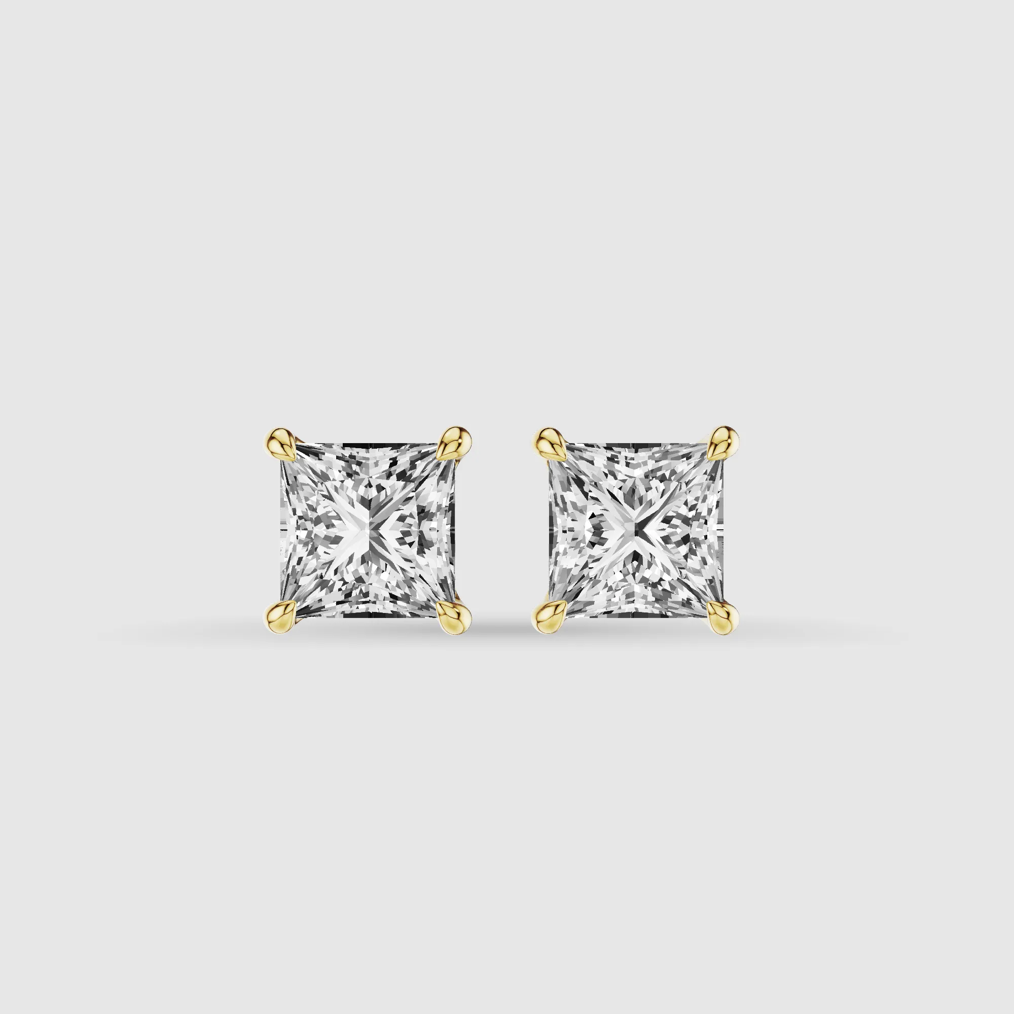 Four-Prong Solitaire Lab Grown Diamond Studs-Princess