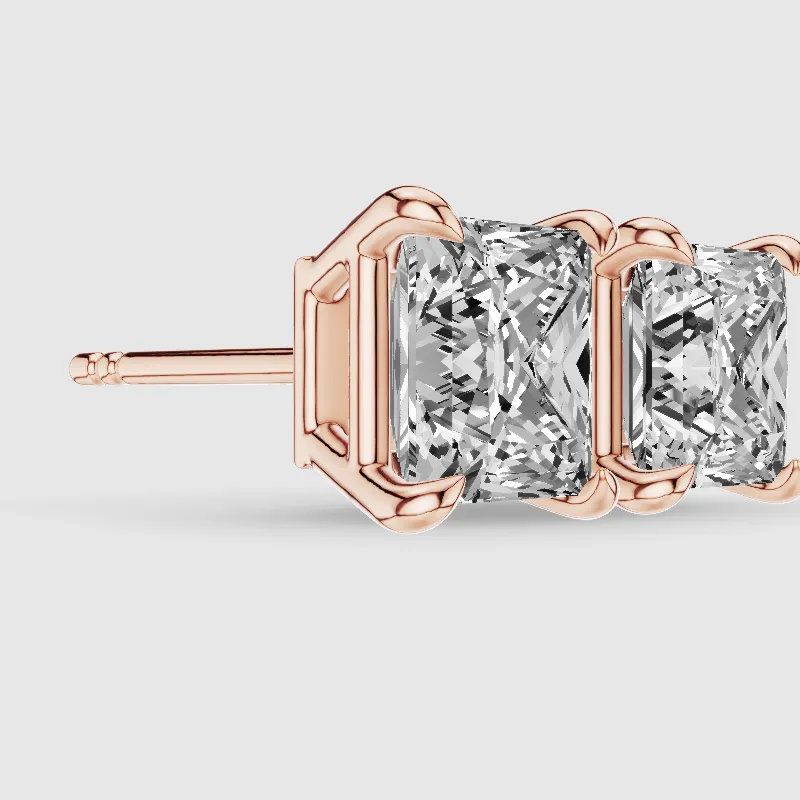 Four-Prong Solitaire Lab Grown Diamond Studs-Princess