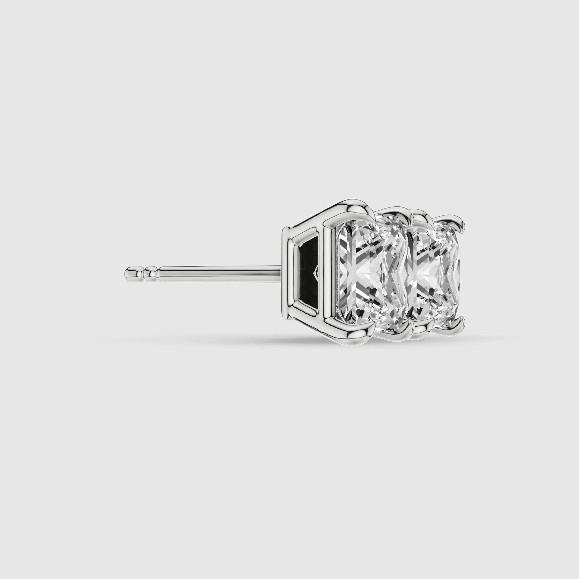 Four-Prong Solitaire Lab Grown Diamond Studs-Princess