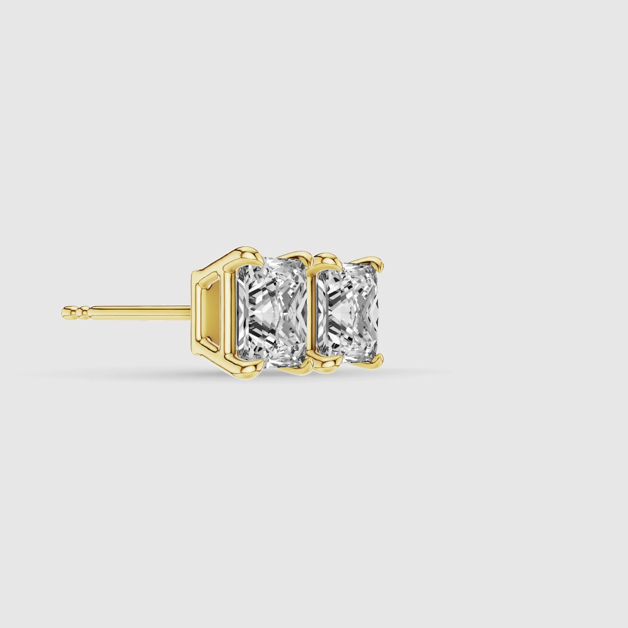 Four-Prong Solitaire Lab Grown Diamond Studs-Princess