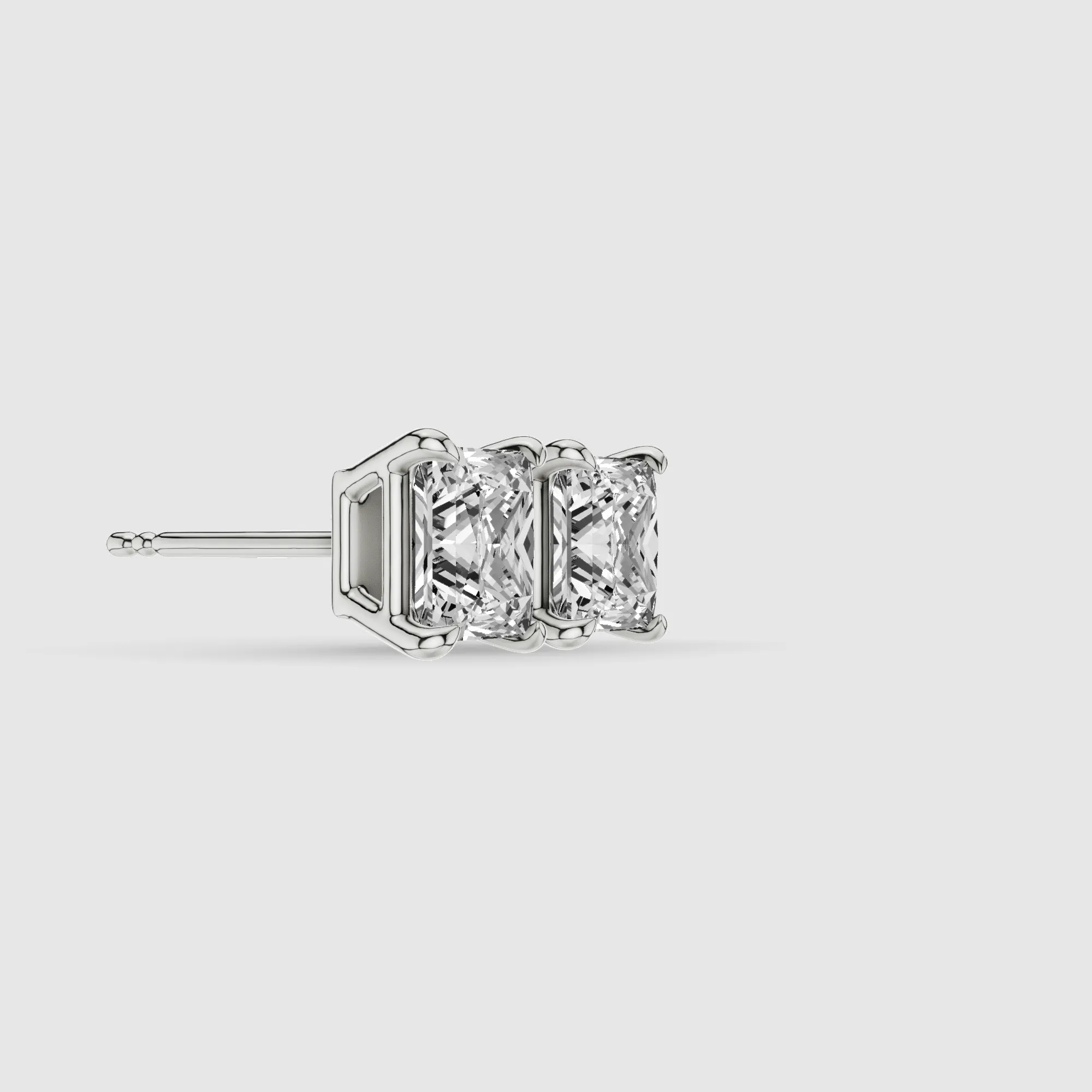 Four-Prong Solitaire Lab Grown Diamond Studs-Princess