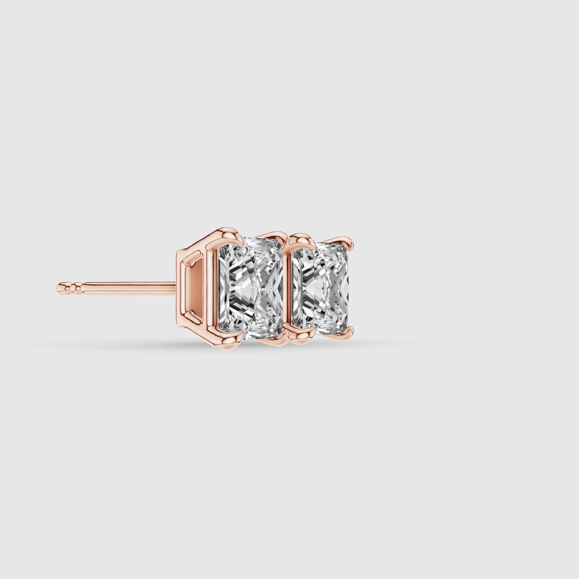 Four-Prong Solitaire Lab Grown Diamond Studs-Princess