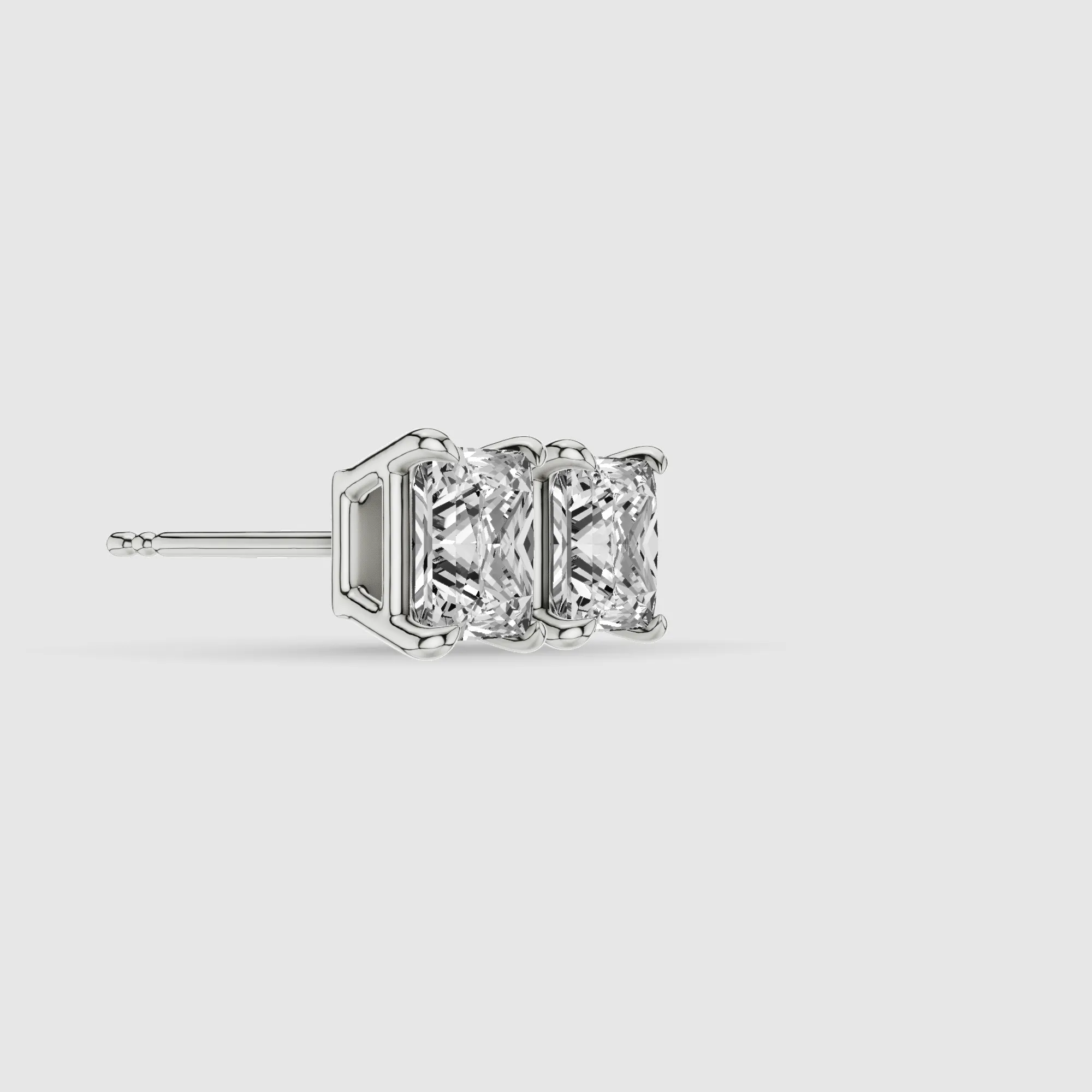 Four-Prong Solitaire Lab Grown Diamond Studs-Princess