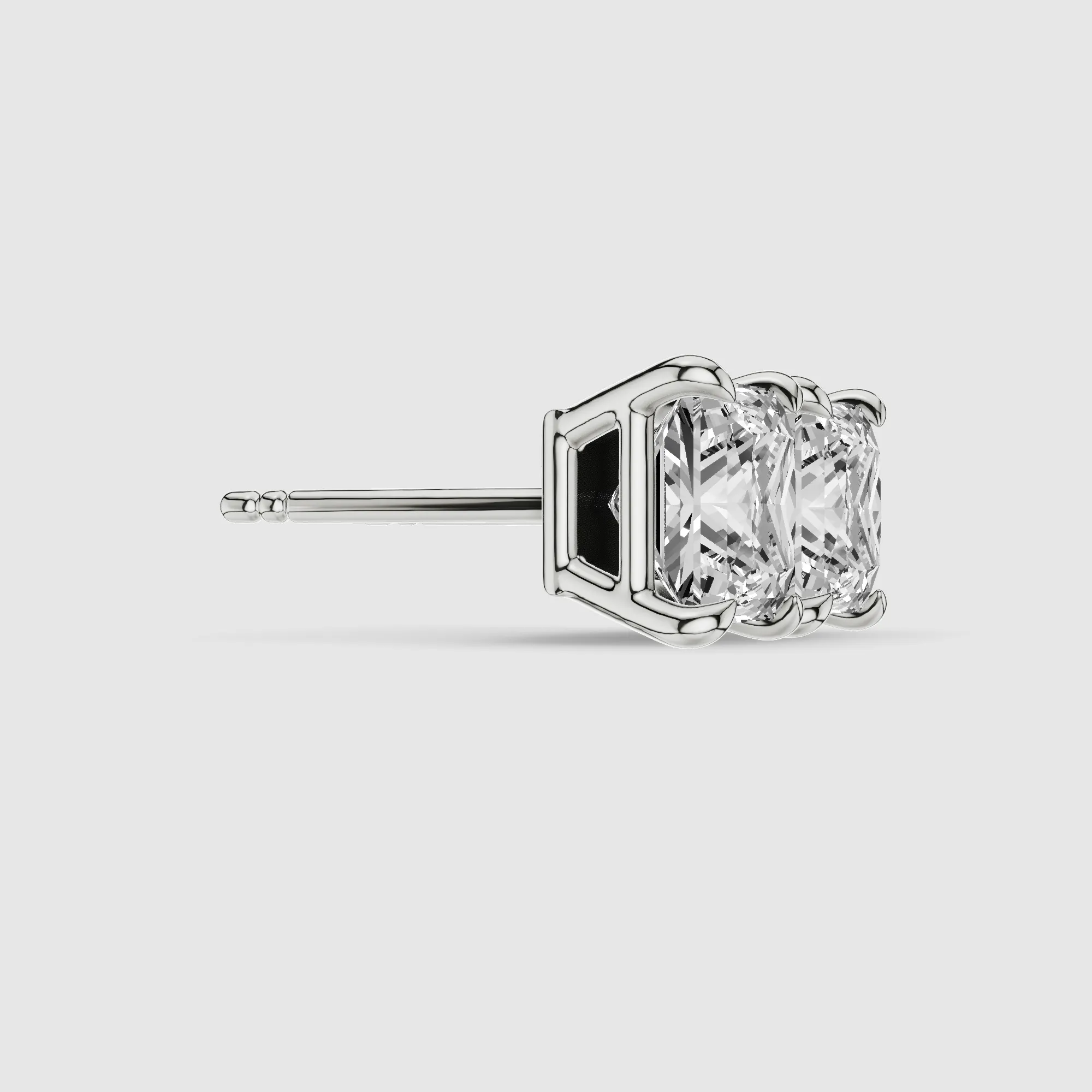 Four-Prong Solitaire Lab Grown Diamond Studs-Princess