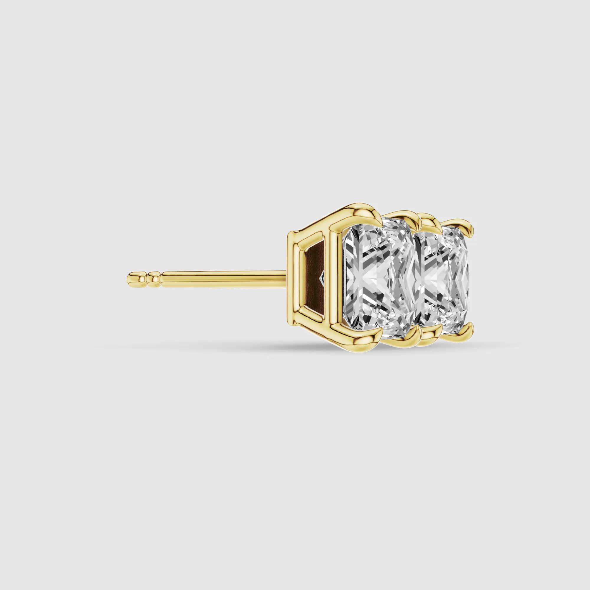 Four-Prong Solitaire Lab Grown Diamond Studs-Princess
