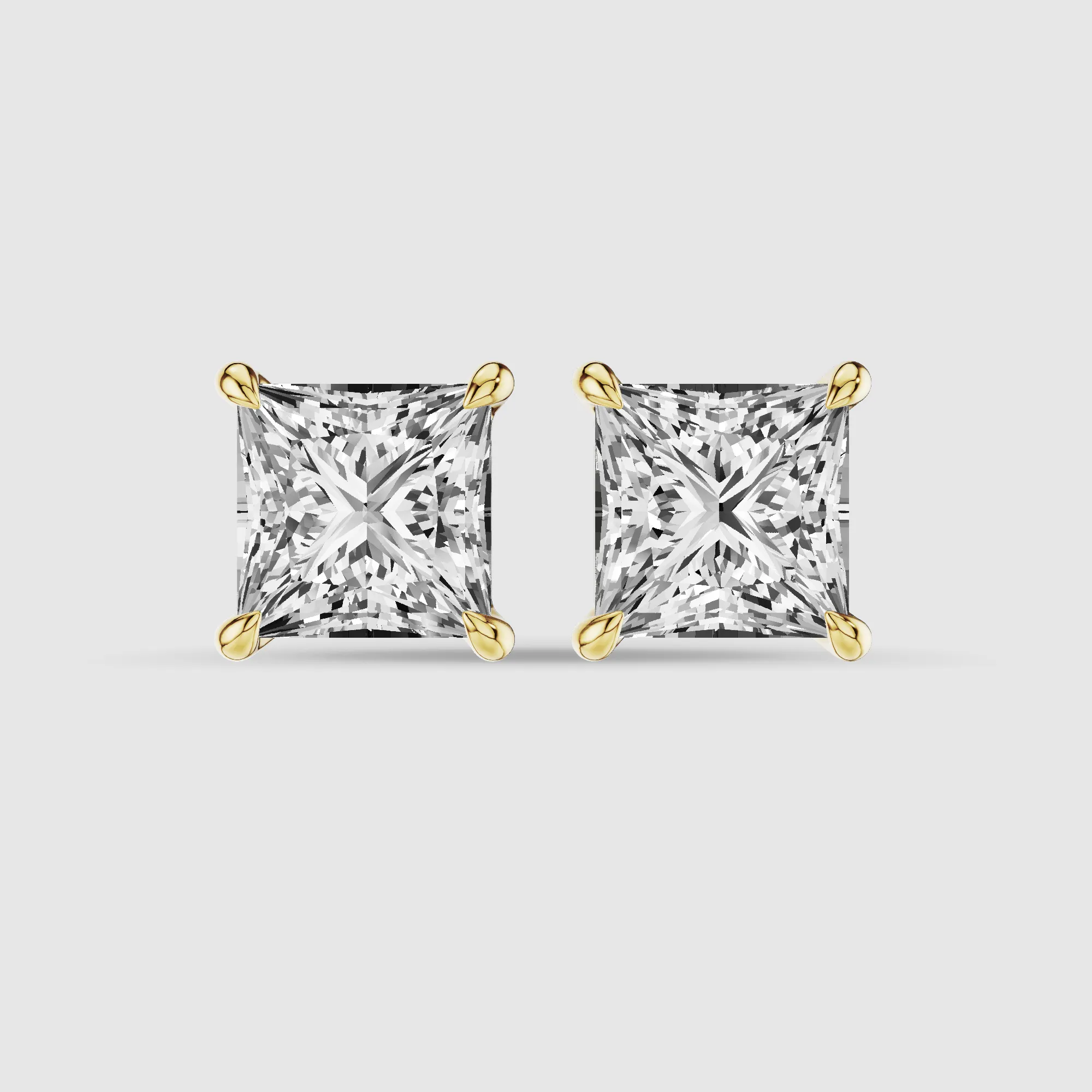 Four-Prong Solitaire Lab Grown Diamond Studs-Princess