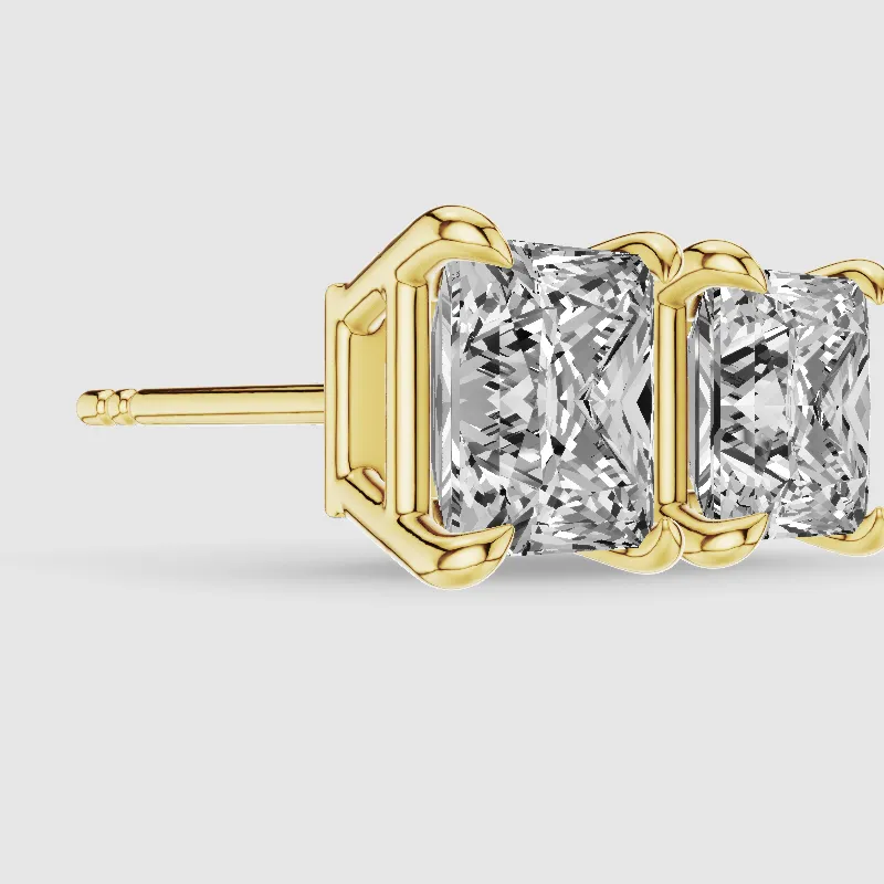Four-Prong Solitaire Lab Grown Diamond Studs-Princess