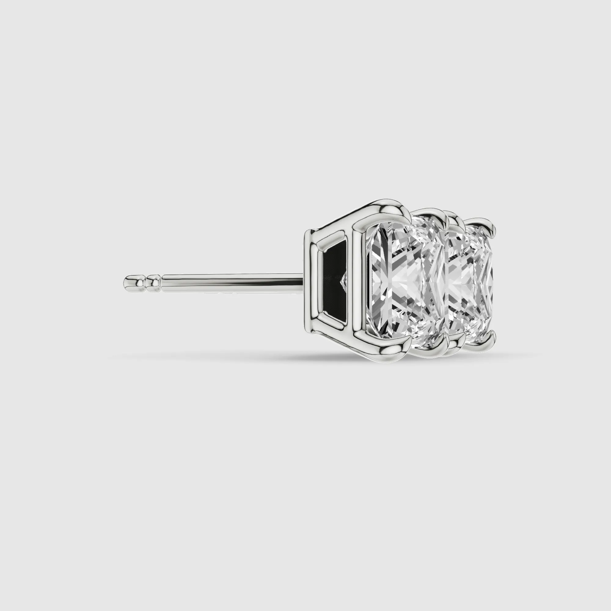 Four-Prong Solitaire Lab Grown Diamond Studs-Princess