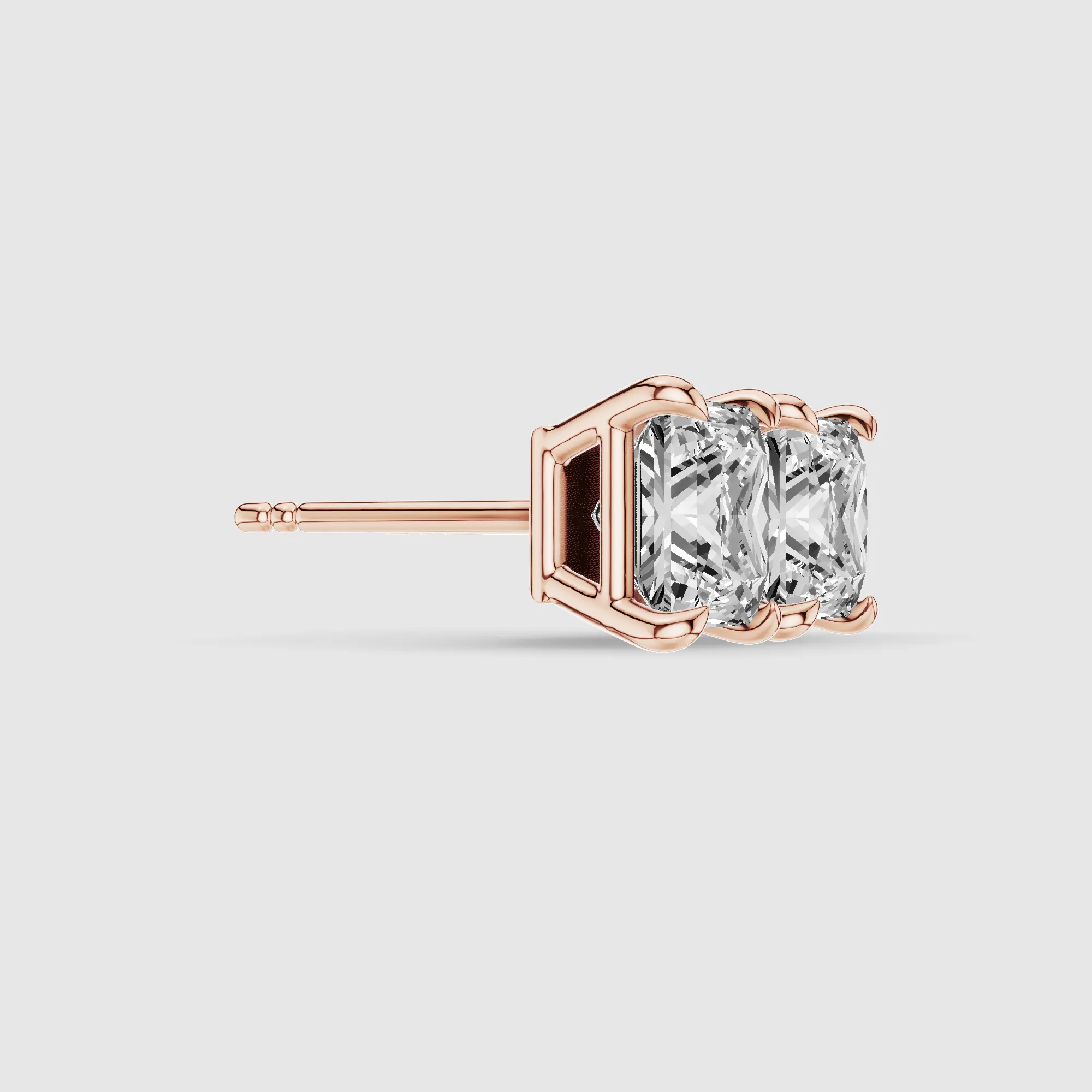Four-Prong Solitaire Lab Grown Diamond Studs-Princess