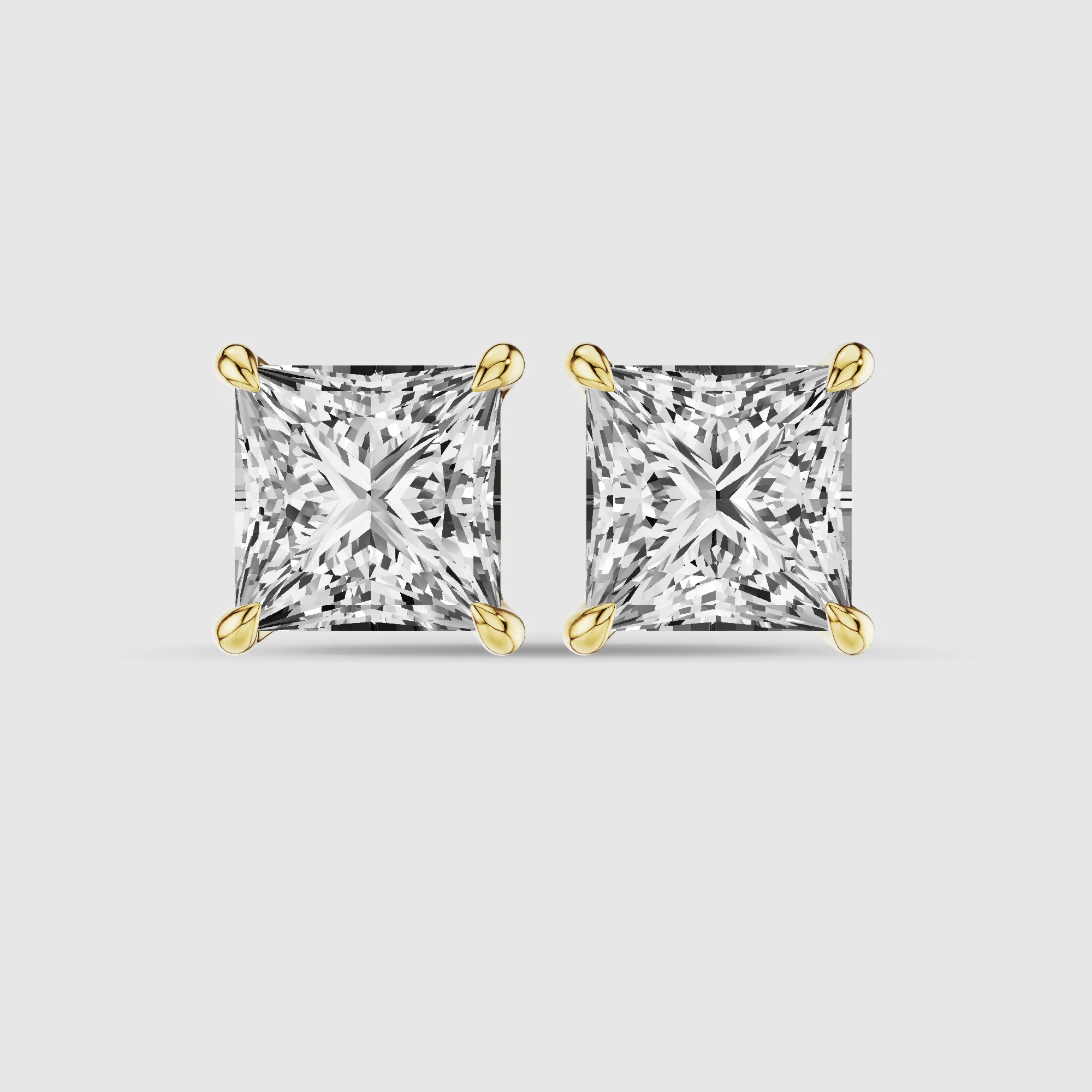 Four-Prong Solitaire Lab Grown Diamond Studs-Princess