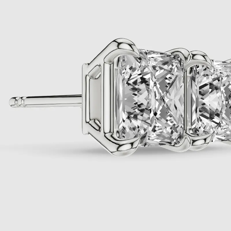 Four-Prong Solitaire Lab Grown Diamond Studs-Princess