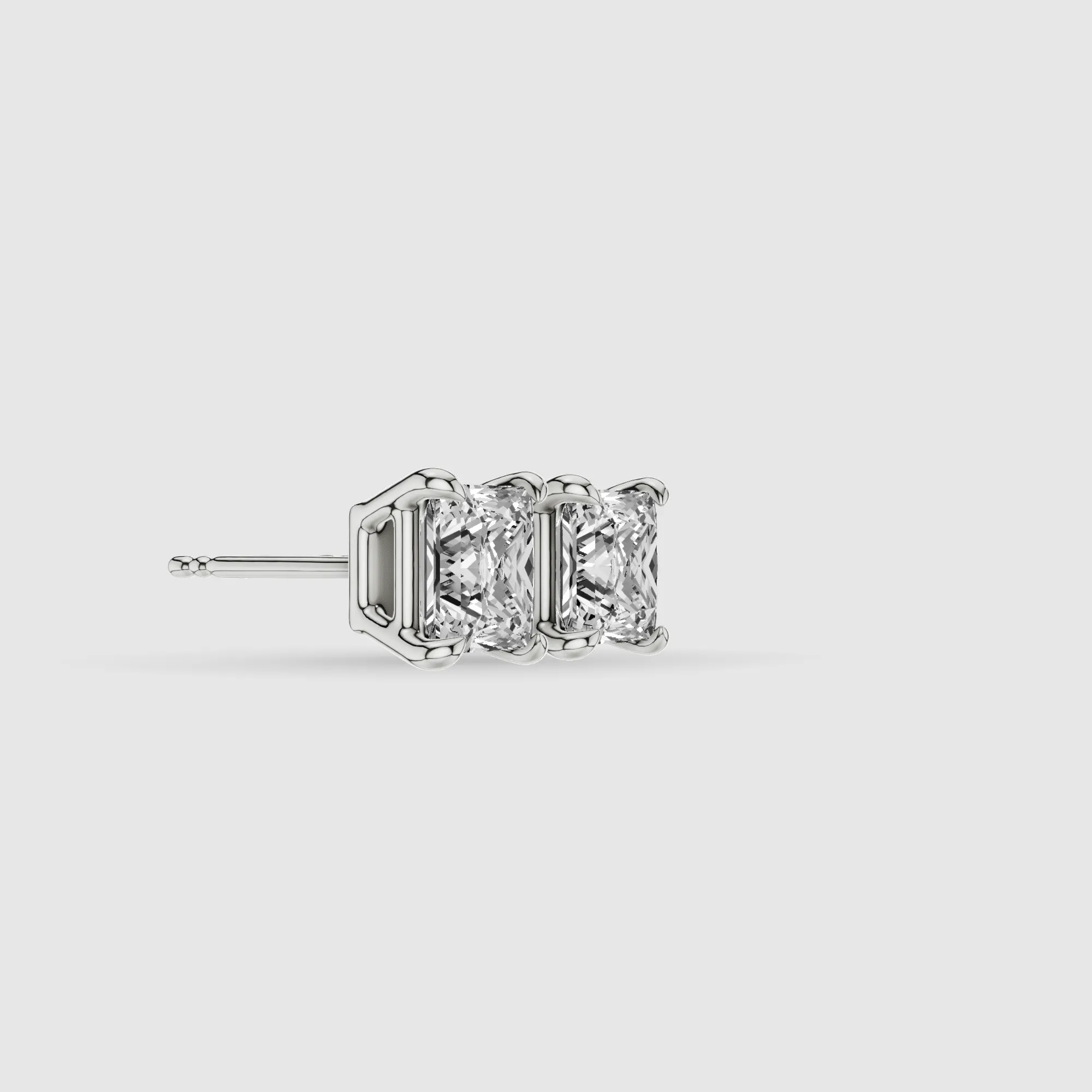 Four-Prong Solitaire Lab Grown Diamond Studs-Princess