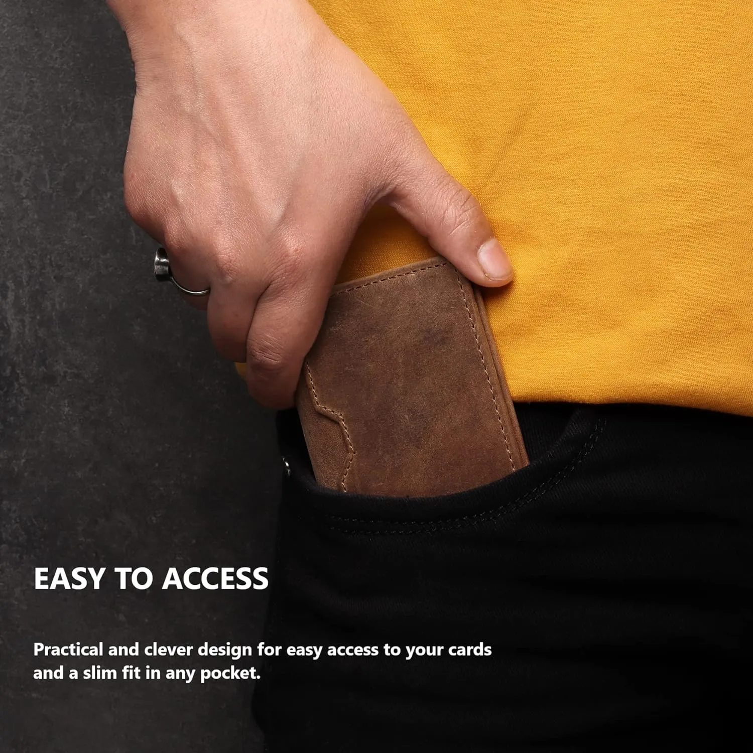 FOXHACKLE Leather Credit Card Holder Wallet for Men and Women, Thin Bifold RFID Blocking Wallet, Slim Front Pocket Minimalist Wallet, Small Card Case