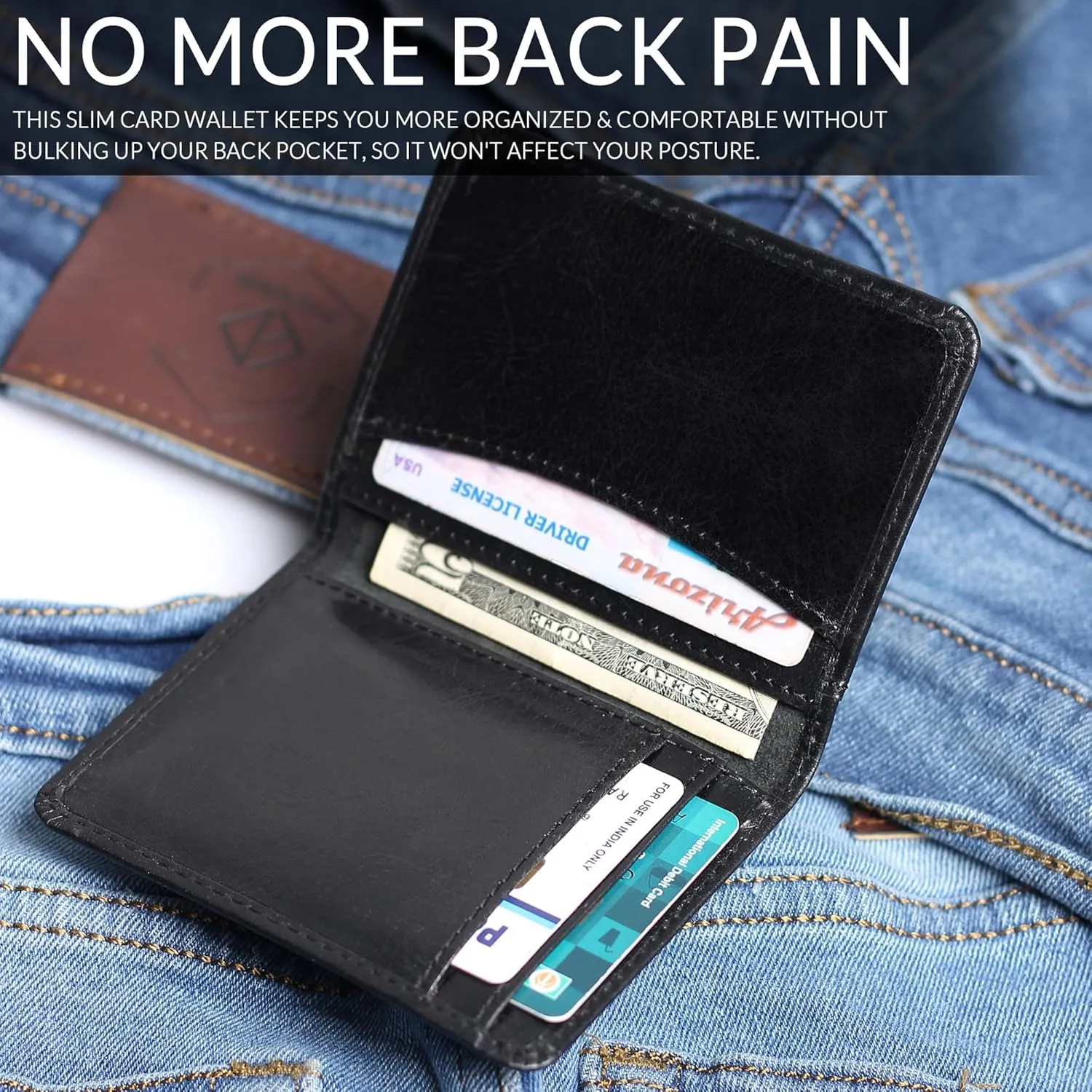 FOXHACKLE Leather Credit Card Holder Wallet for Men and Women, Thin Bifold RFID Blocking Wallet, Slim Front Pocket Minimalist Wallet, Small Card Case