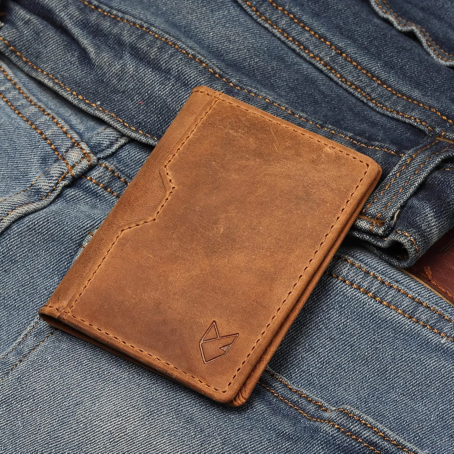 FOXHACKLE Leather Credit Card Holder Wallet for Men and Women, Thin Bifold RFID Blocking Wallet, Slim Front Pocket Minimalist Wallet, Small Card Case