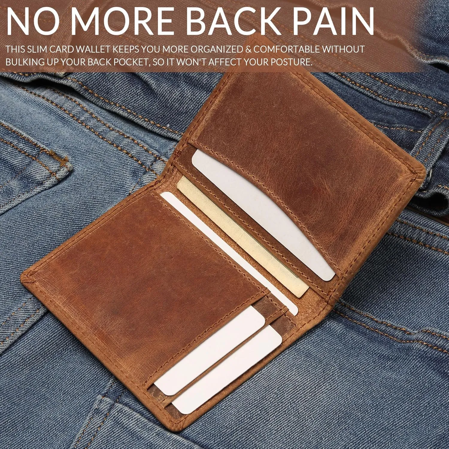 FOXHACKLE Leather Credit Card Holder Wallet for Men and Women, Thin Bifold RFID Blocking Wallet, Slim Front Pocket Minimalist Wallet, Small Card Case