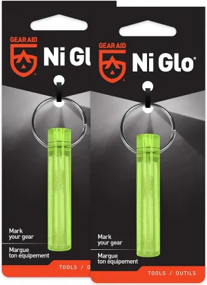 GEAR AID Ni Glo 2 UV Rechargeable Glowing Keychain, Glow-in-the-Dark Accessory for Keys, Camping and Outdoor Gear