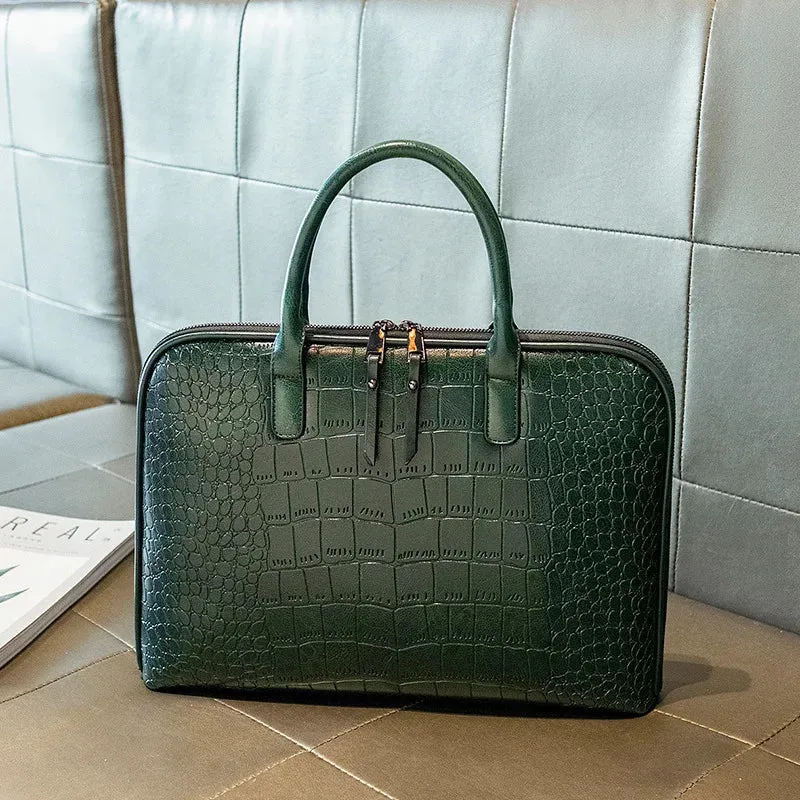 Genuine Leather Laptop Bag Briefcase For MacBook, Hp & Dell