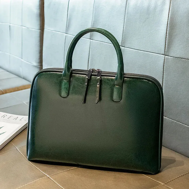 Genuine Leather Laptop Bag Briefcase For MacBook, Hp & Dell