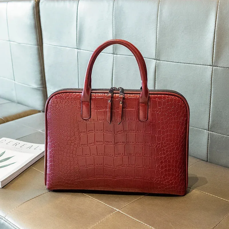 Genuine Leather Laptop Bag Briefcase For MacBook, Hp & Dell