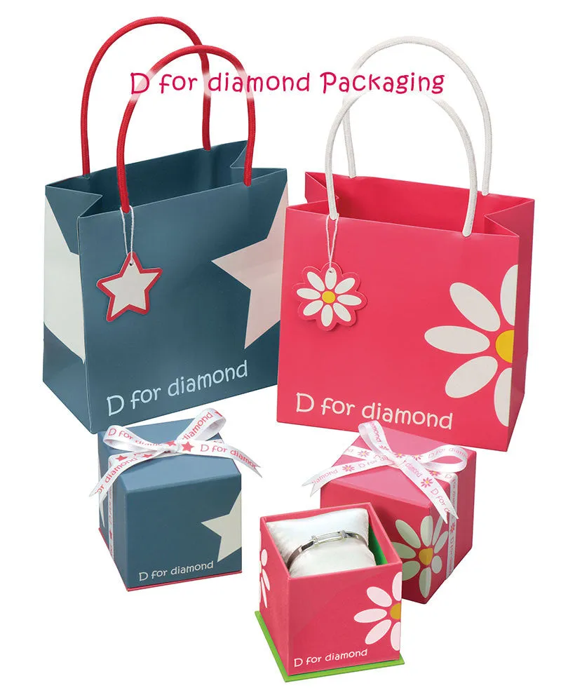 Girls Silver Flower D for Diamond Earrings