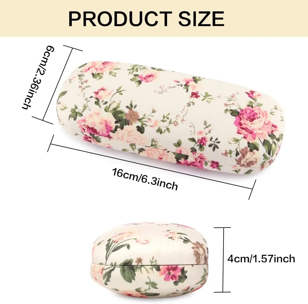Glasses Case Hard Shell Eyeglass Case for Women Fabrics Floral Retro Spectacle Case Box Portable