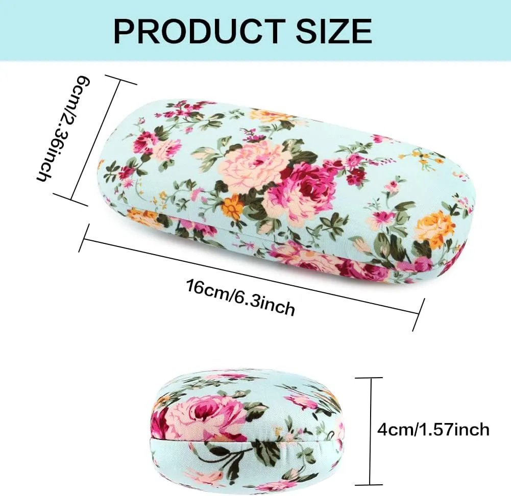 Glasses Case Hard Shell Eyeglass Case for Women Fabrics Floral Retro Spectacle Case Box Portable
