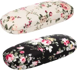 Glasses Case Hard Shell Eyeglass Case for Women Fabrics Floral Retro Spectacle Case Box Portable
