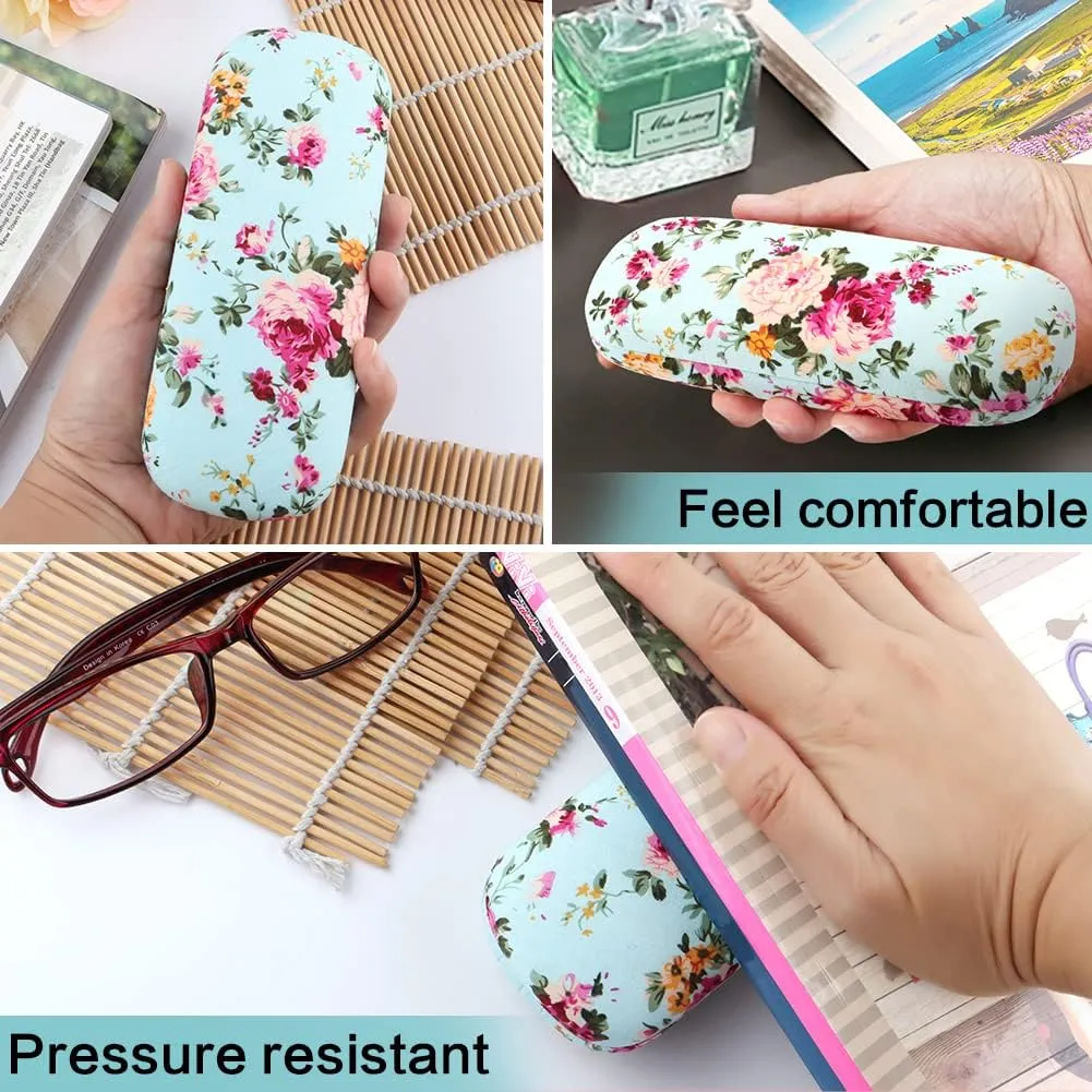 Glasses Case Hard Shell Eyeglass Case for Women Fabrics Floral Retro Spectacle Case Box Portable