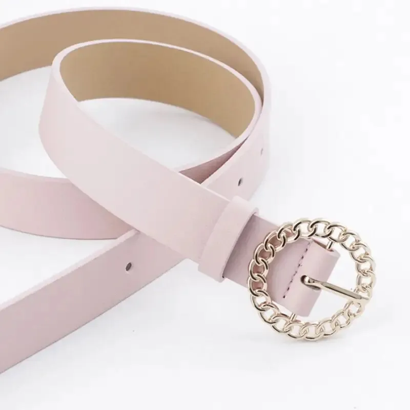 Gold Buckle PU Leather Belt