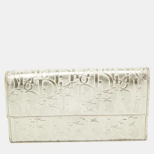 Gold Oblique Embossed Patent Leather Continental Wallet