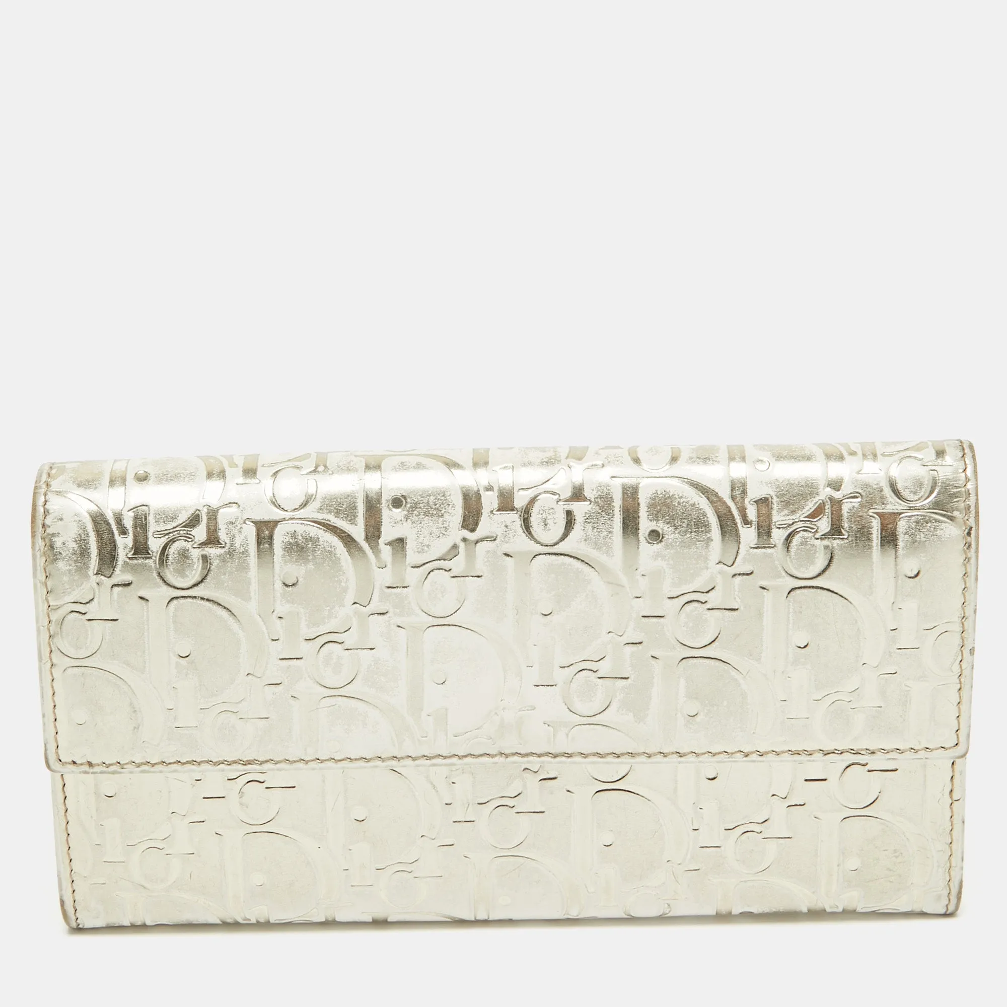 Gold Oblique Embossed Patent Leather Continental Wallet