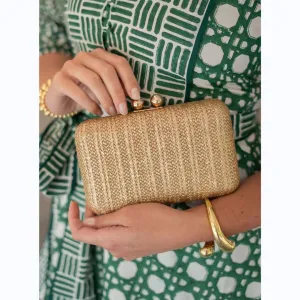 Gold Raffia Clutch