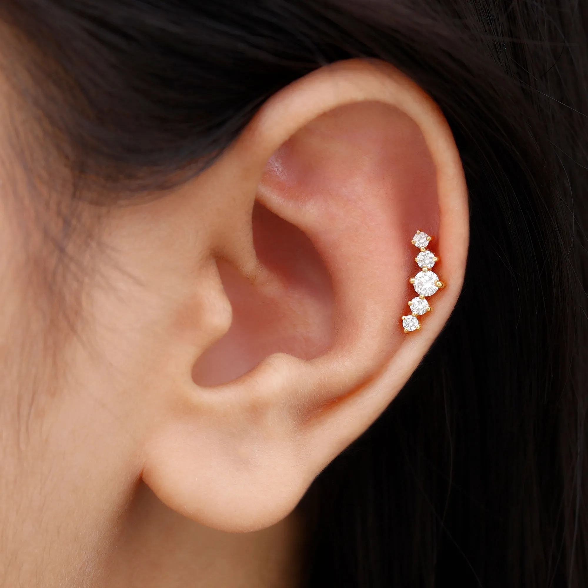 Graduated Style Diamond Crawler Earring