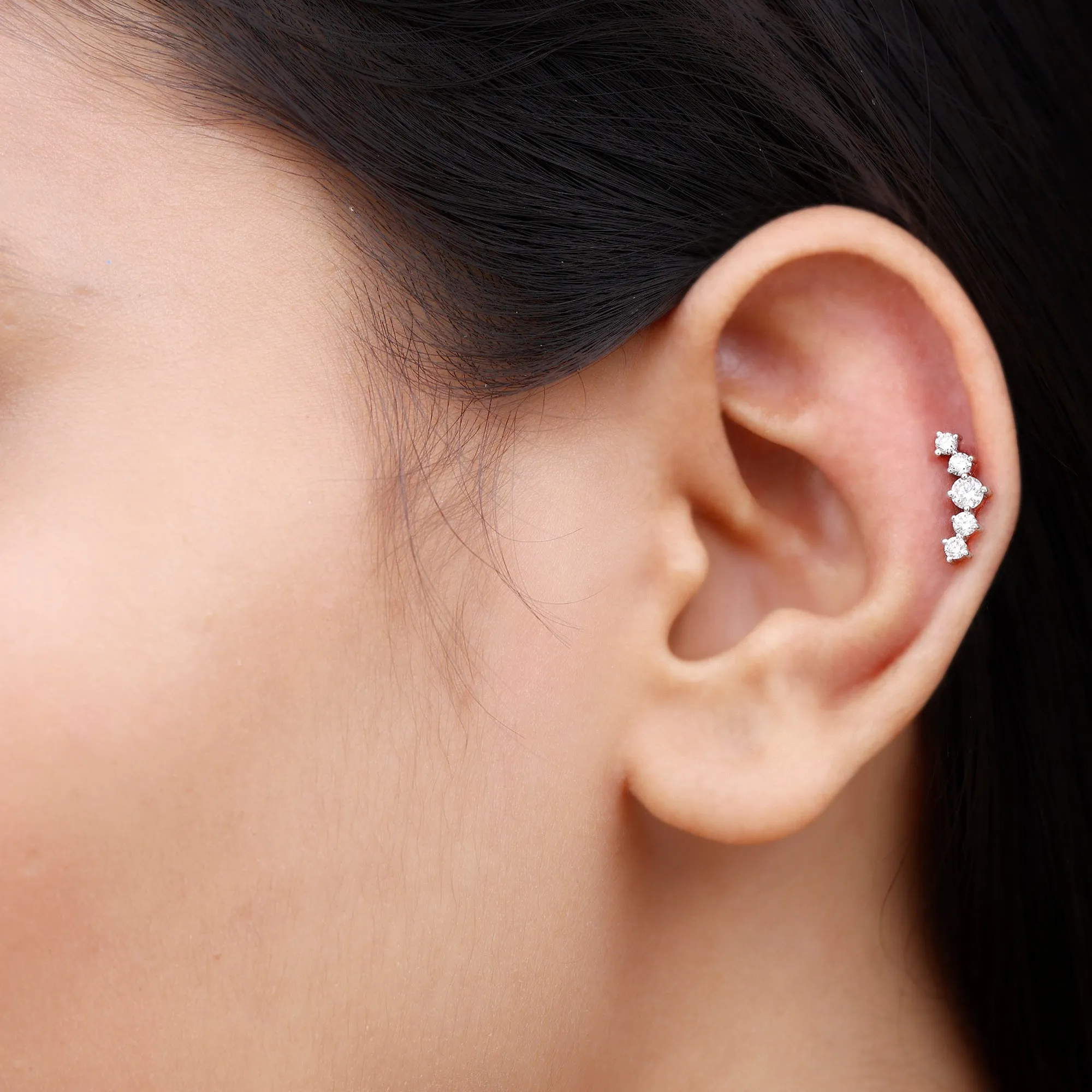 Graduated Style Diamond Crawler Earring
