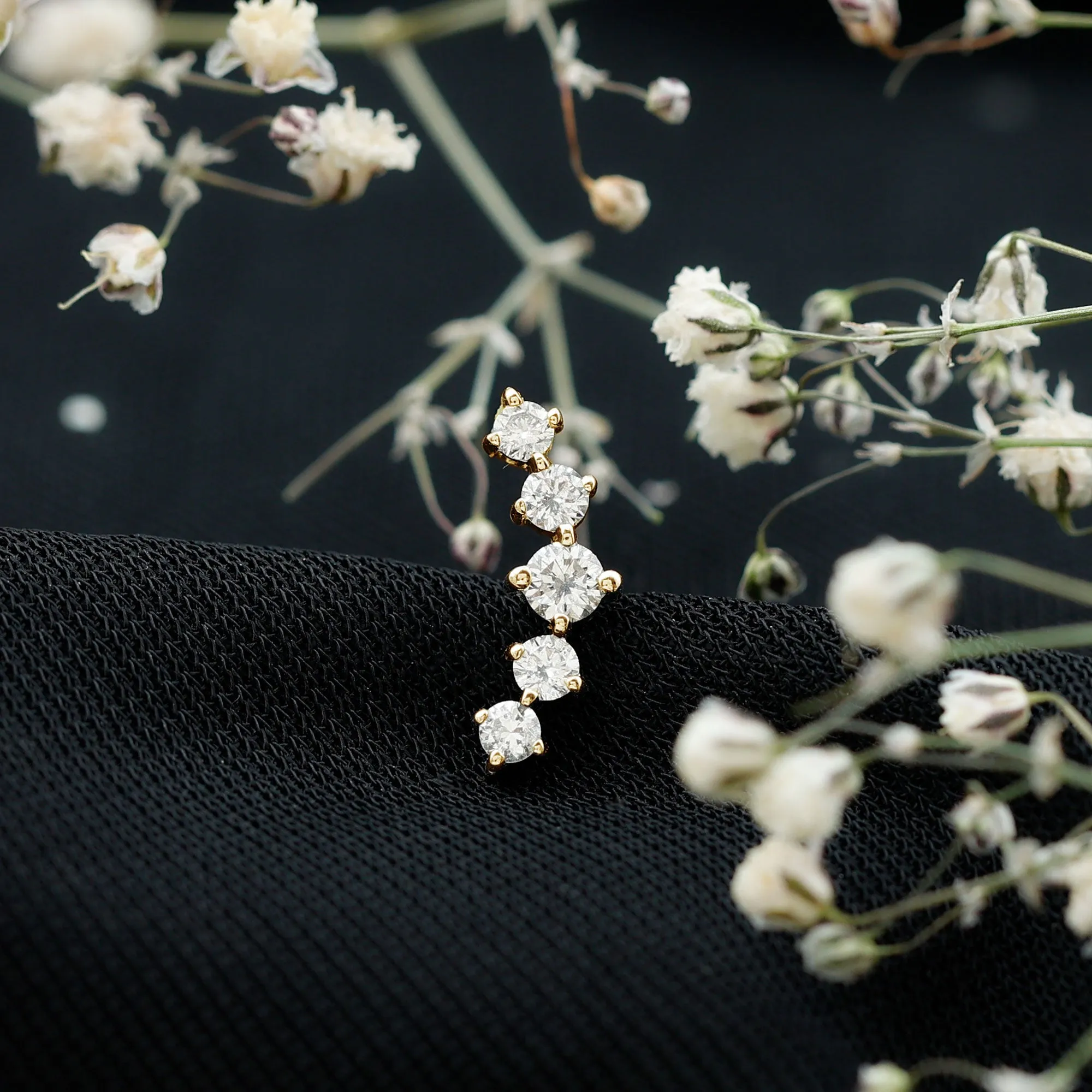 Graduated Style Diamond Crawler Earring